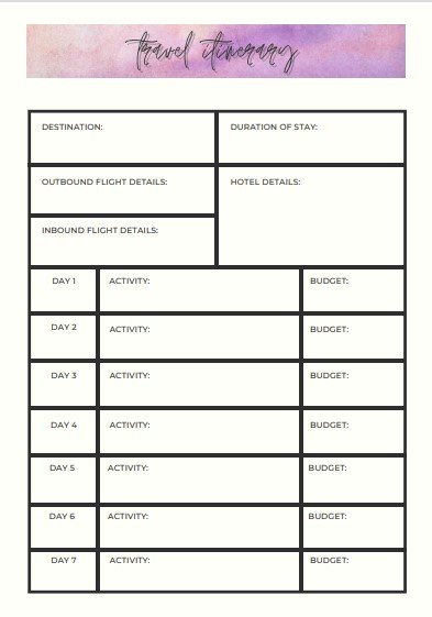 Travel Itinerary
